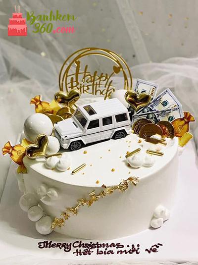 Bánh sinh nhật ô tô - Xế hộp bạc tỷ